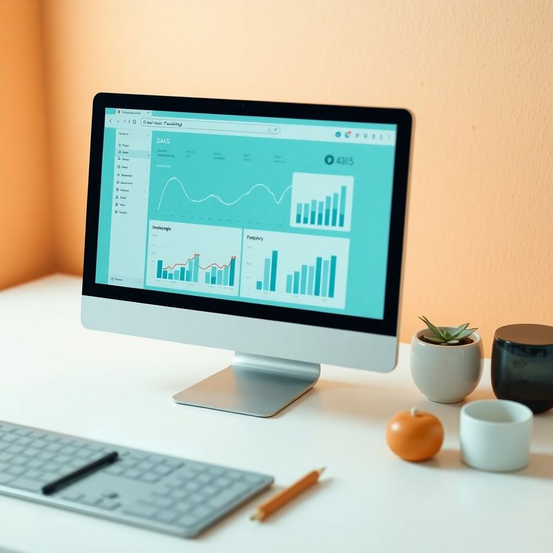 Interfaccia SaaS teal e bianca con grafici di dati in un browser